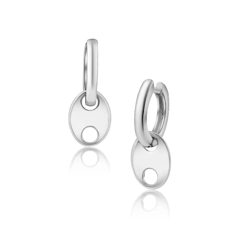 ladies earrings polished huggie-925 Sterling Silver 12.5mm Dangling Marina Hoop Earring - SRE00002