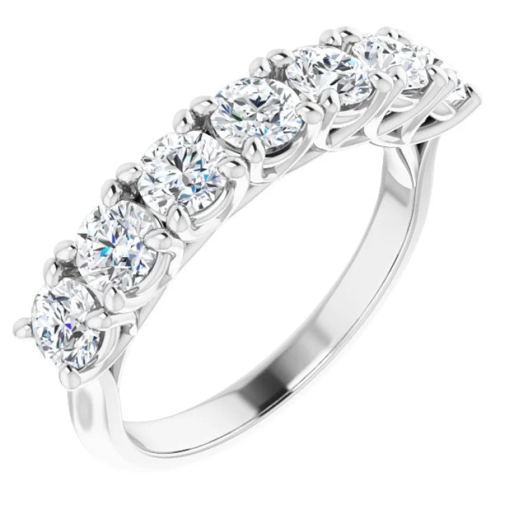 ladies ring statement pave-14K White 1 1/3 CTW Natural Diamond Seven-Stone Anniversary Band