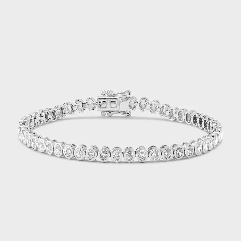 Ladies bracelets casual chic vibes-Bezel Set Oval Tennis Bracelet