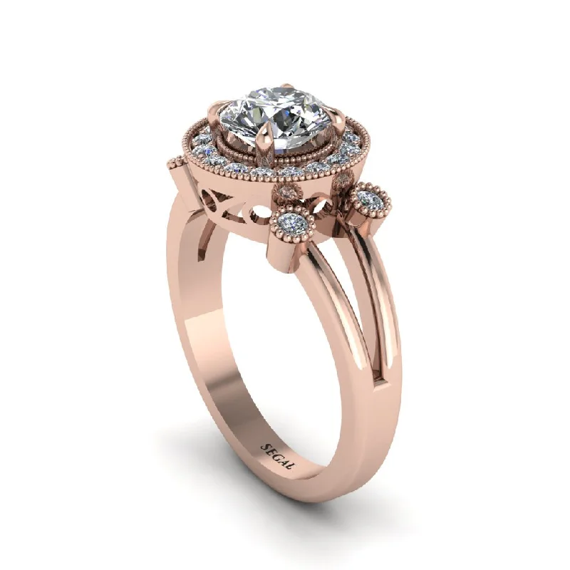 ladies engagement ring matte gold-Radiant Diamond Halo Gold Engagement Ring - Madilyn No. 2