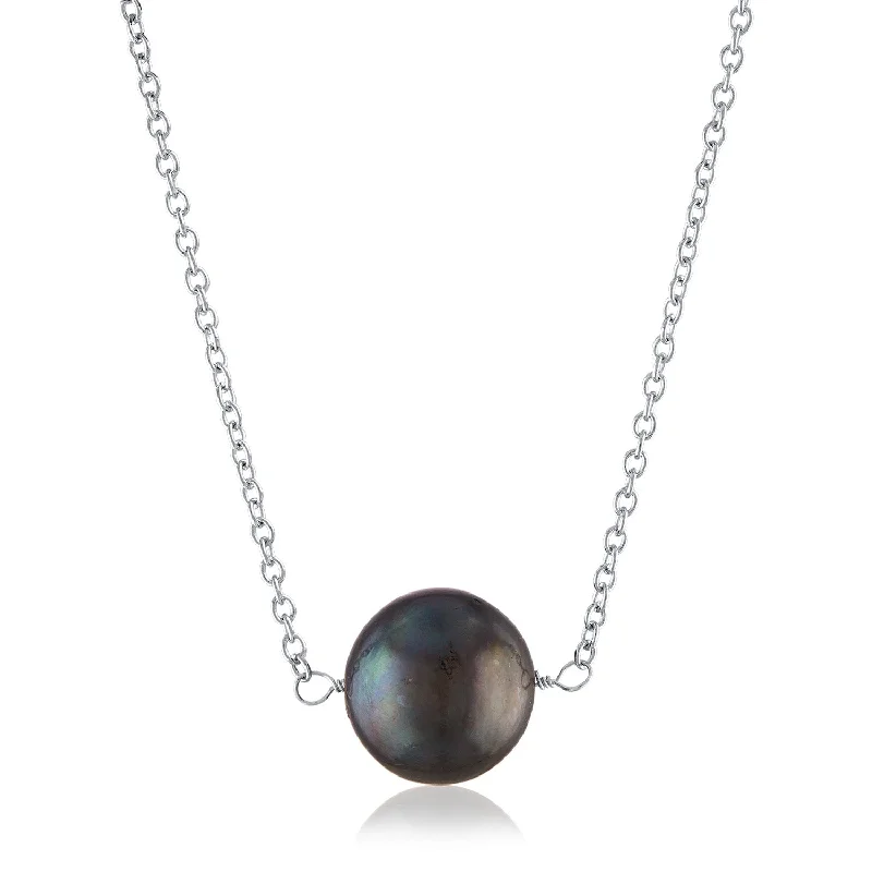 Ladies necklaces pearl strand styles-Black Pearl Necklace