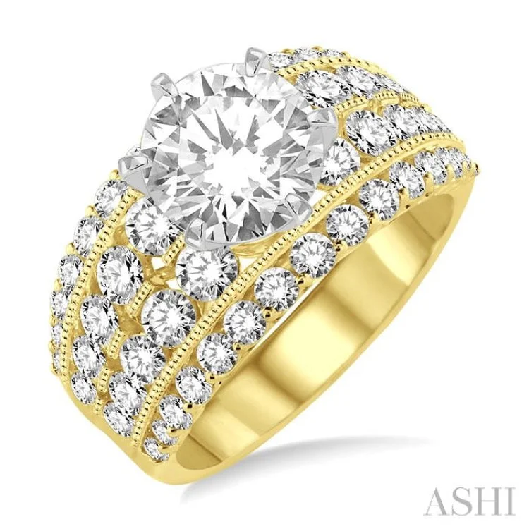 ladies engagement ring custom eternity-2 1/10 Ctw Diamond Semi-mount Engagement Ring in 14K Yellow and White Gold