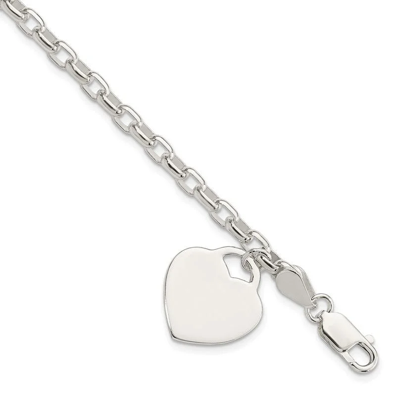 Ladies bracelets gemstone cluster styles-Sterling Silver 1.9mm Engraveable Heart Charm Bracelet