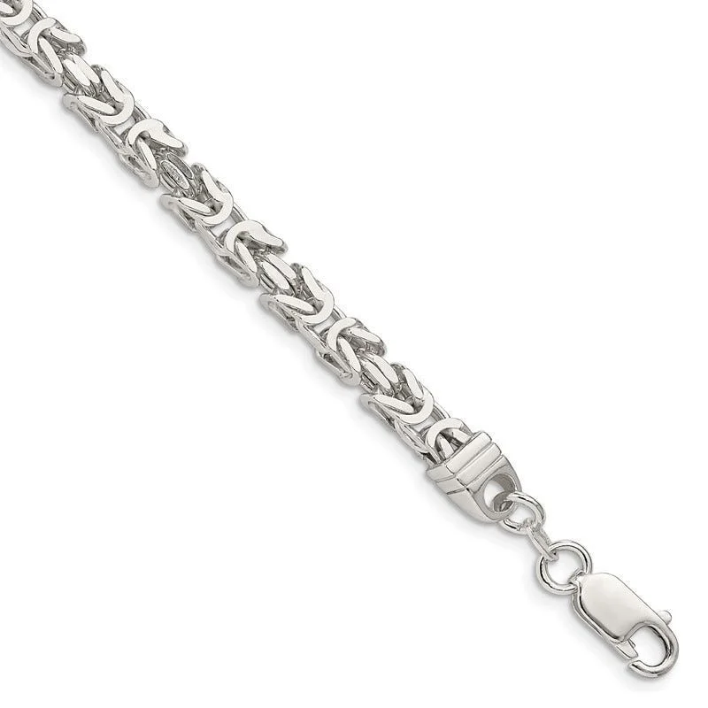 Ladies bracelets art deco elegance-Sterling Silver 4.25mm Byzantine Chain Bracelet