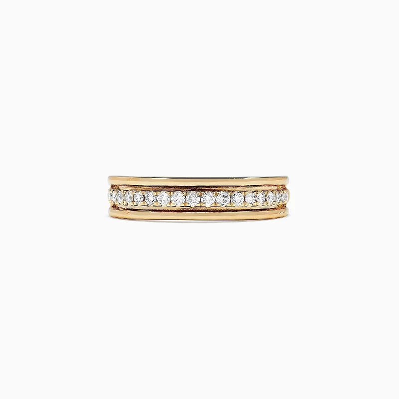 ladies ring modern onyx-D'Oro 14K Yellow Gold Diamond Band, 0.25 TCW