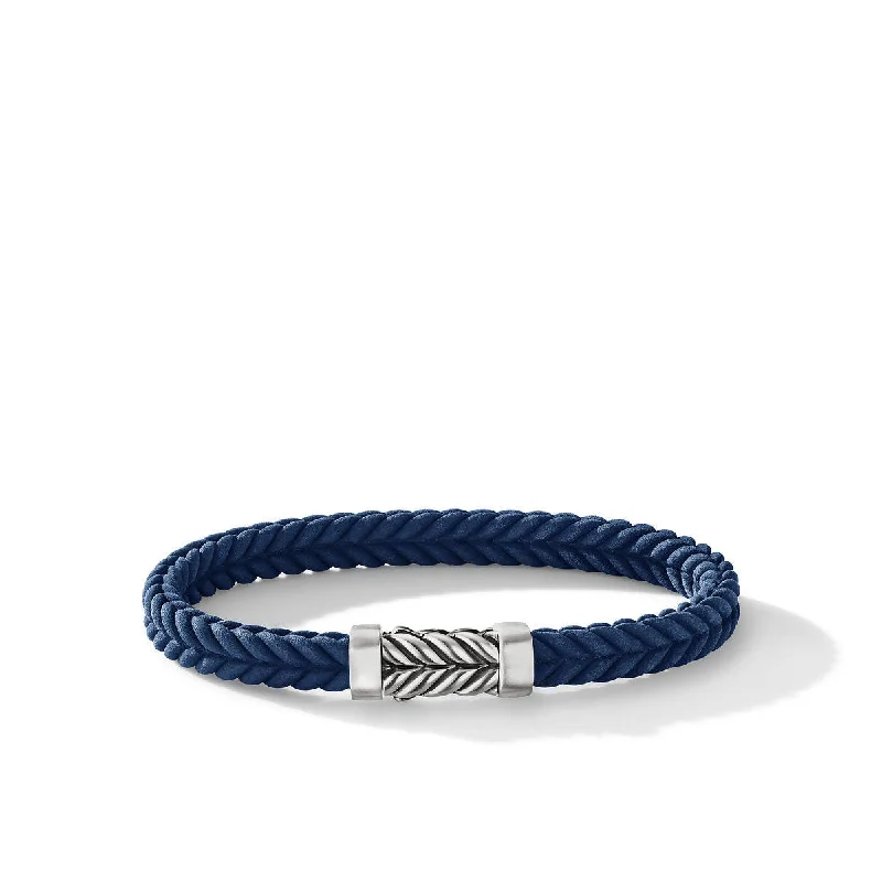 Ladies bracelets bold weight bracelets-David Yurman Chevron Blue Rubber Bracelet