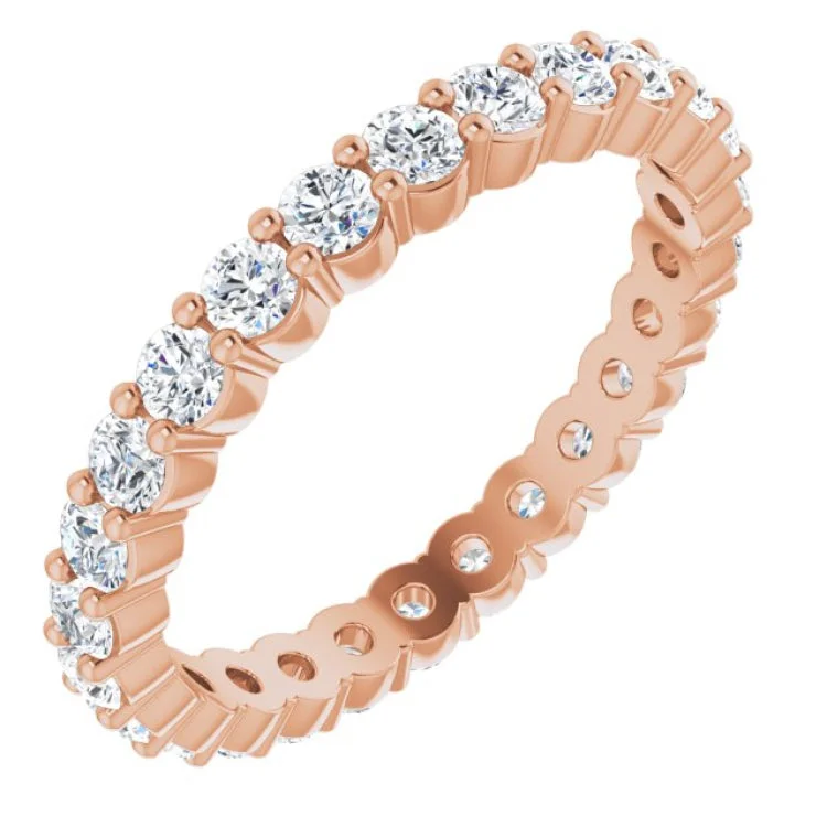 ladies ring luxury radiant cut-14K Rose 7/8 CTW Natural Diamond Eternity Band Size 5.5