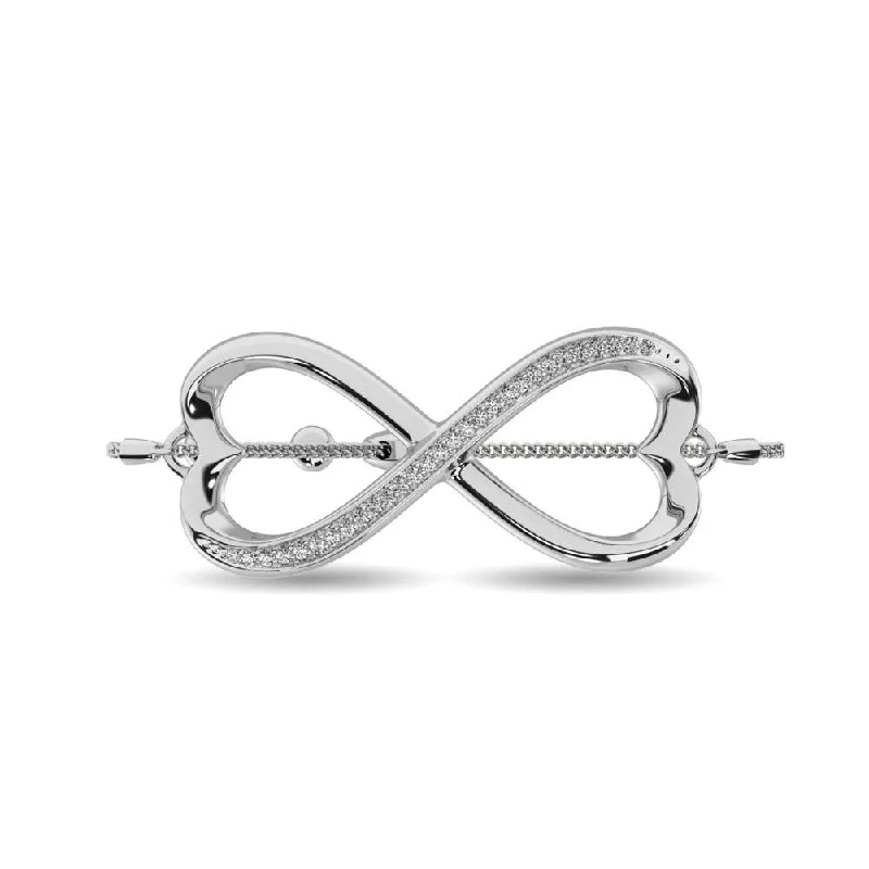 Ladies bracelets art deco bracelets-Diamond Infinity Bracelet 1/6 ct tw in Sterling Silver