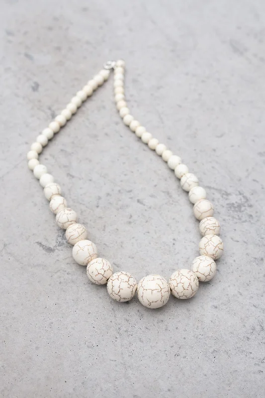 Ladies necklaces intricate contour designs-White Howlite Necklace 18"