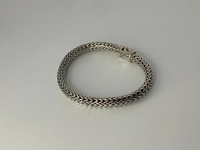 Ladies bracelets bold weight bracelets-Braided Silver Bracelet