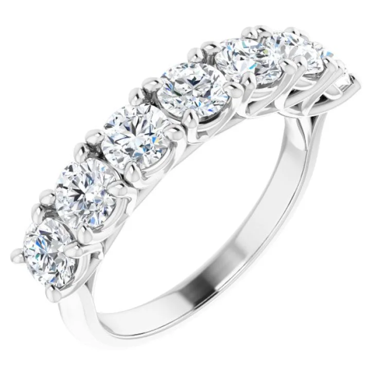 ladies ring elegant cushion cut-14K White 1 5/8 CTW Natural Diamond Seven-Stone Anniversary Band