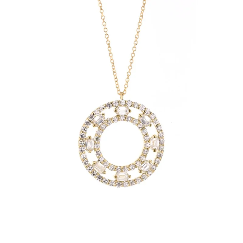 Ladies necklaces embossed design necklaces-2.30 ctw Diamond Open Circle Pendant Necklace