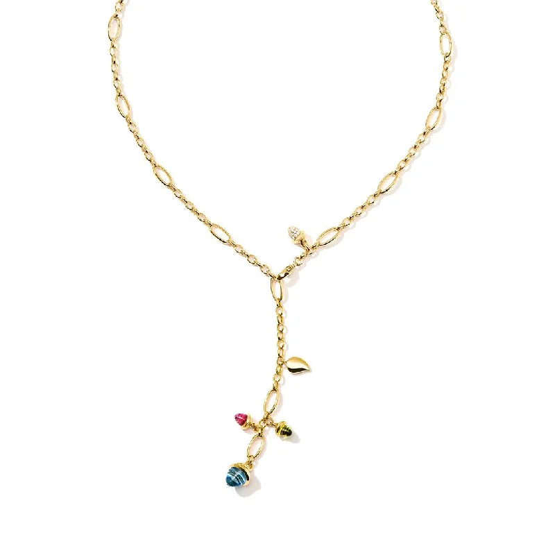 Ladies necklaces balanced proportion styles-20" Blue Topaz, Peridot, Pink Tourmaline & Diamond Necklace