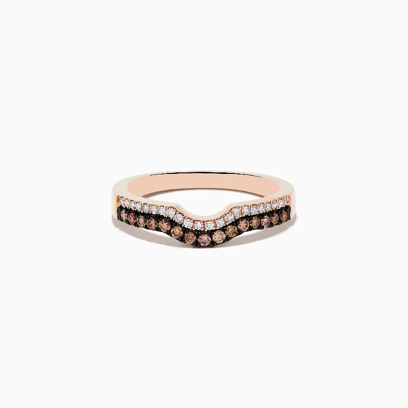 ladies ring subtle tension-14K Rose Gold Espresso and White Diamond Band