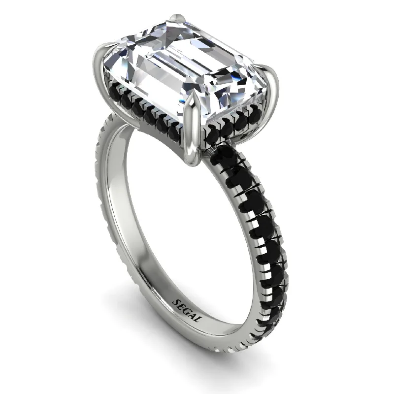 ladies engagement ring hammered cyber monday-Emerald-Cut Diamond Pavé Engagement Ring - Daphne No. 33