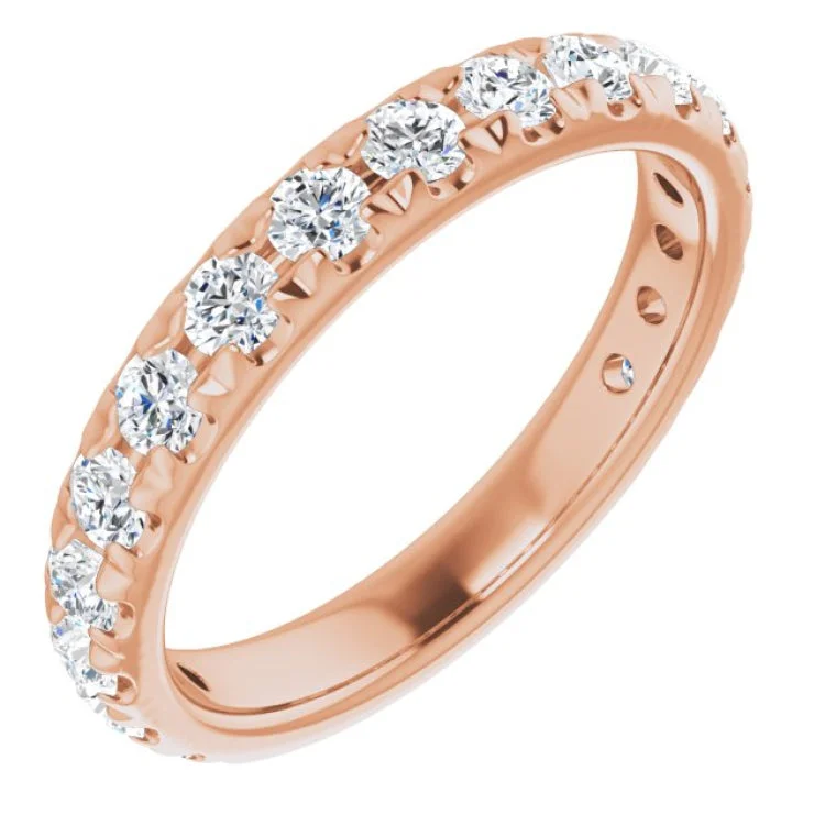 ladies ring spring black friday-14K Rose 1 CTW Natural Diamond French-Set Anniversary Band