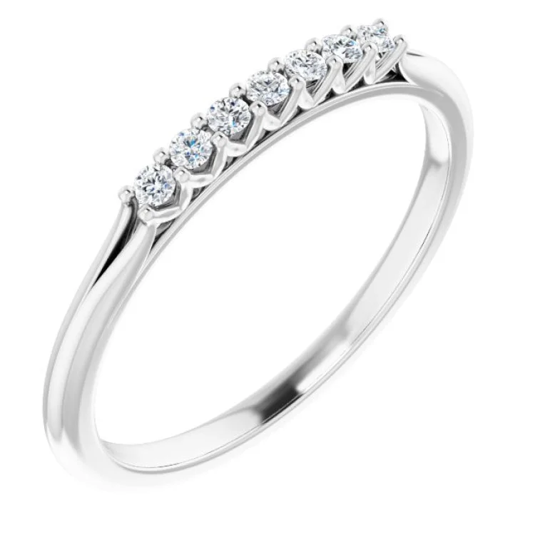 ladies ring exclusive rose quartz-Platinum 1/10 CTW Natural Diamond Anniversary Band