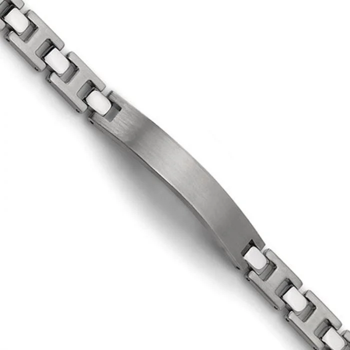 Ladies bracelets baroque inspired designs-Titanium Brushed & Polished Engravable ID Link Bracelet - 8.5in