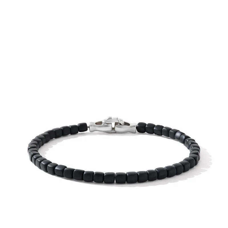 Ladies bracelets intricate contour designs-David Yurman Mens Spiritual Beads Cushion Bracelet with Black Onyx