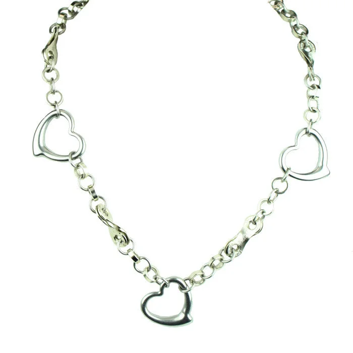 Ladies necklaces hammered craft looks-Stainless Steel Heart Chain Necklace - Wholesale