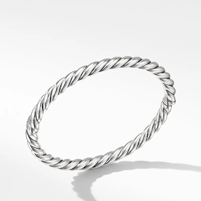 Ladies bracelets contemporary bold styles-Pre-owned David Yurman Stax Cable Silver Bracelet 5MM