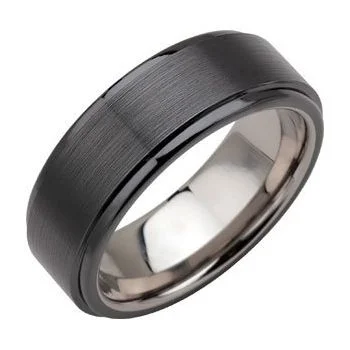 ladies ring unique cushion cut-Tungsten & Ceramic Couture® 8 mm Ridged Band