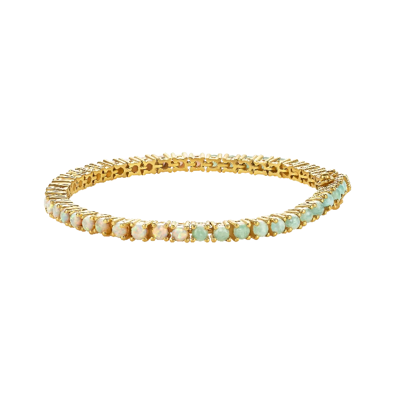 Ladies bracelets bold stacked designs-Opal & Amazonite Indecisve Tennis Bracelet