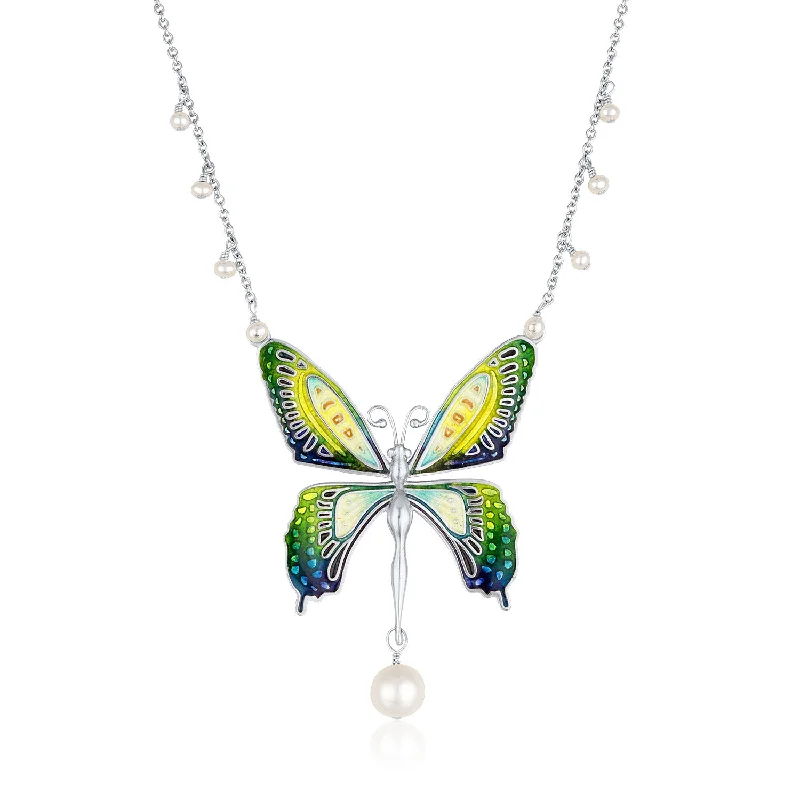 Ladies necklaces minimalist daily wear-Enamel Limited Edition Butterfly Necklace