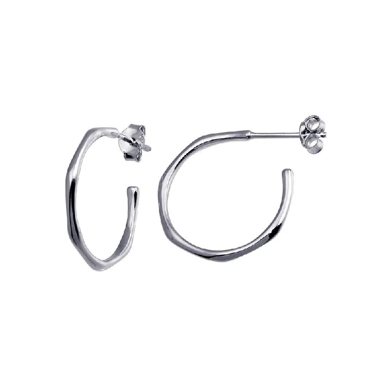 ladies earrings holiday multi-stone-Rhodium Plated 925 Sterling Silver Large Semi Hoop Earring - STE01228