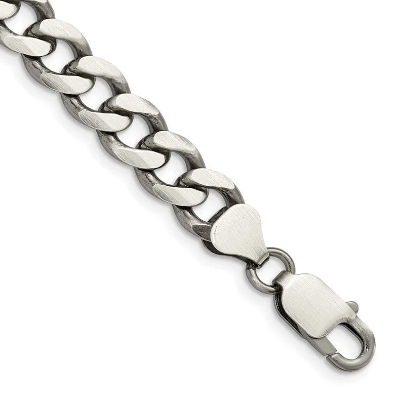 Ladies bracelets seasonal collection styles-Sterling Silver Antiqued 8mm Curb Chain Bracelet