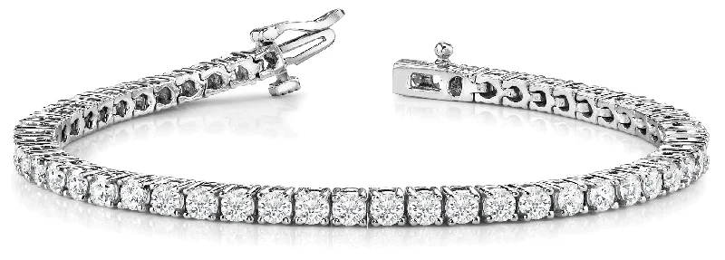 Ladies bracelets 2025 style trends-5.22ct Natural Diamond Tennis Bracelet in 14K White  Gold