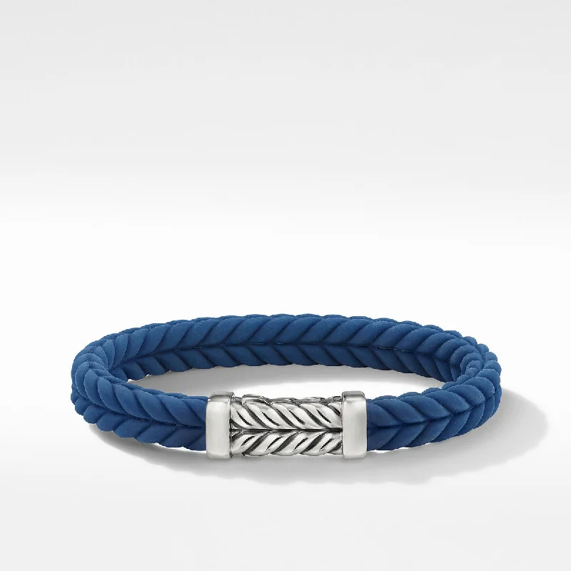 Ladies bracelets secure fit designs-David Yurman Chevron Blue Rubber Link Bracelet