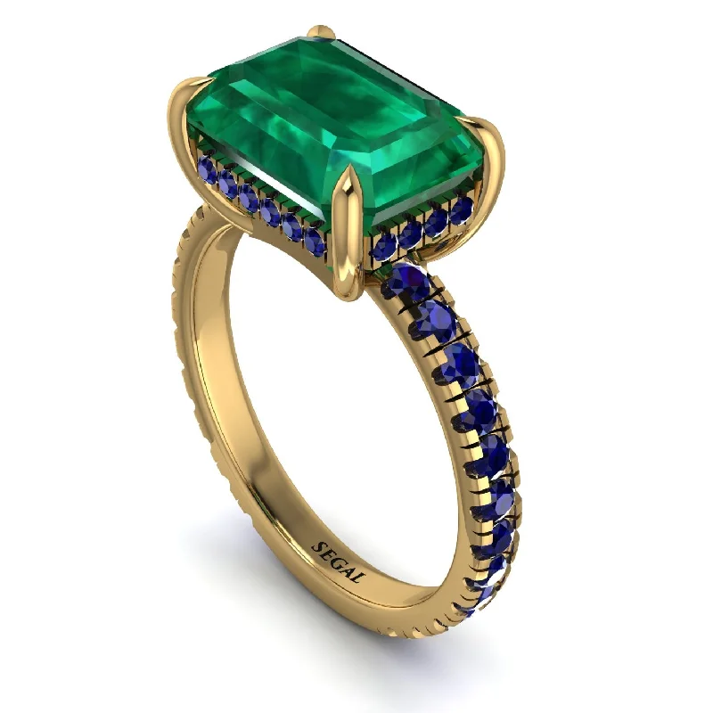 ladies engagement ring spring holiday-Emerald-Cut Emerald Pavé Engagement Ring - Daphne No. 64