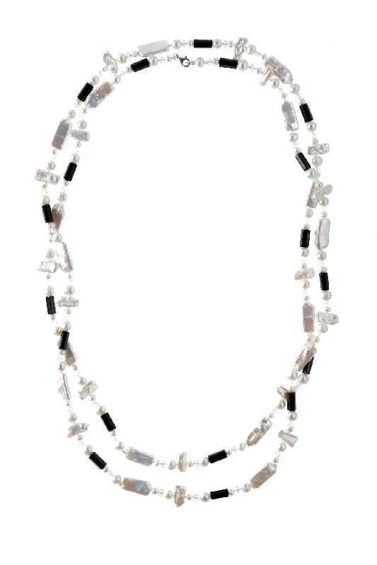 Ladies necklaces rotating gem designs-Pearl & Barrel Agate Necklace