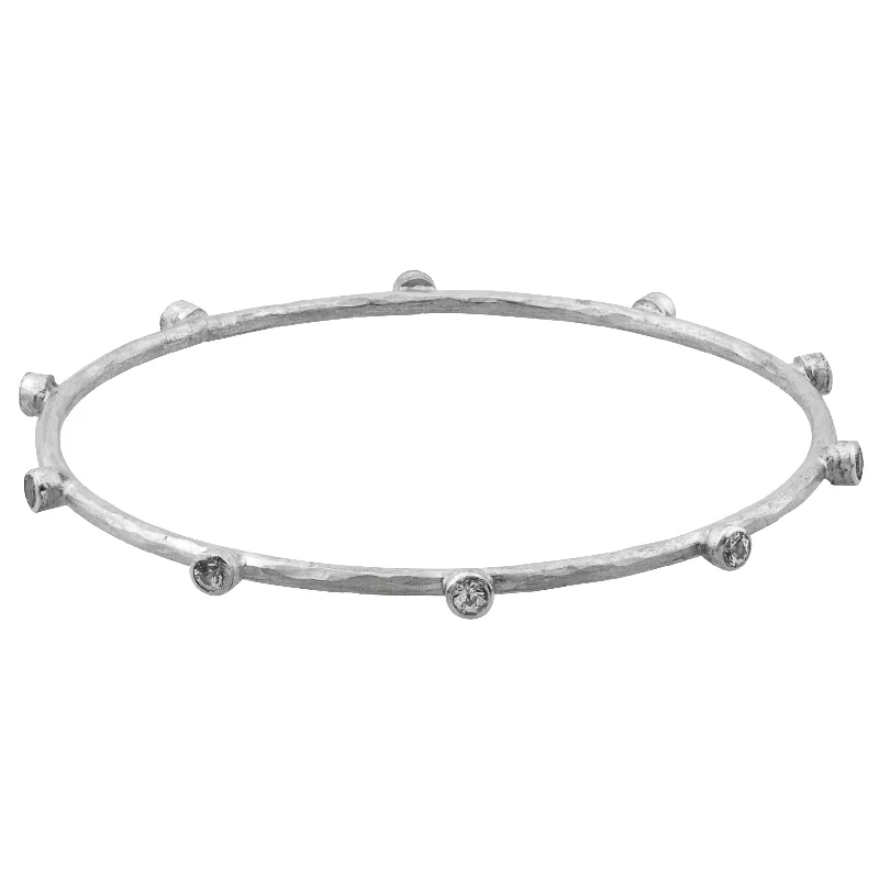 Ladies bracelets modern sleek appeal-Lika Behar Silver Bangle Bracelet with 10 White Sapphires