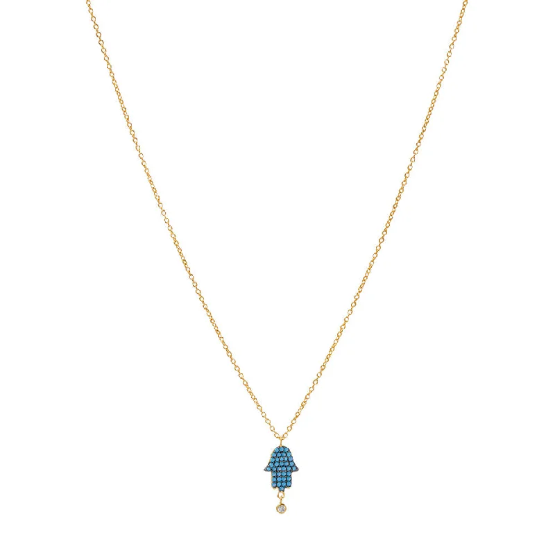 Ladies necklaces balanced proportion styles-Turquoise Hamsa Necklace