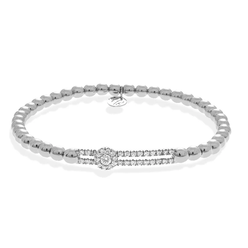 Ladies bracelets vintage modern designs-Hulchi Belluni Fidget Bracelet Single Pave Diamond Station White Gold 20352AH4-WW