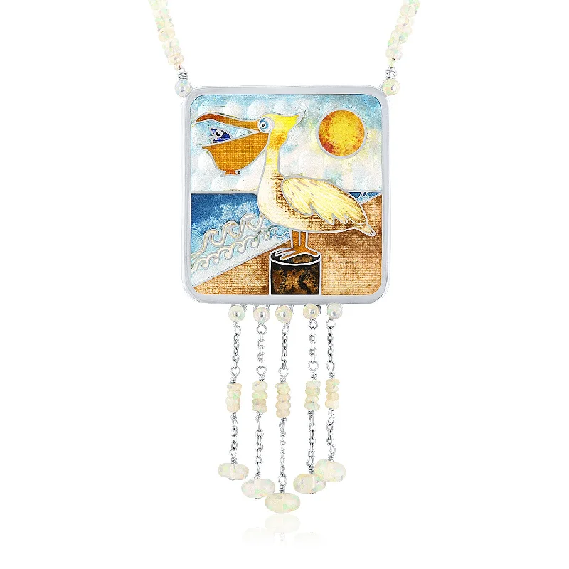 Ladies necklaces personalized touch options-Limited Edition Enamel Pelican Necklace