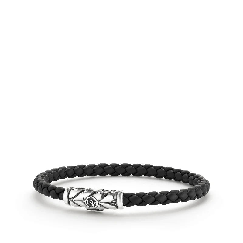 Ladies bracelets opal shimmering designs-David Yurman Men's Chevron Bracelet in Black 6mm