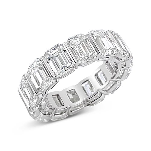 ladies ring summer holiday-Emerald cut Diamond Bar Set Eternity Band