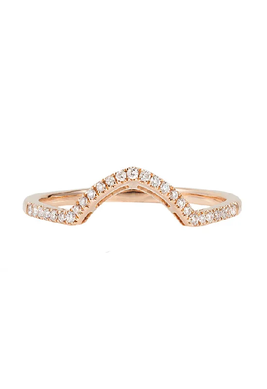 ladies ring chunky round cut-Pave Classica 14K Rose Gold Curved Diamond Stacking Band