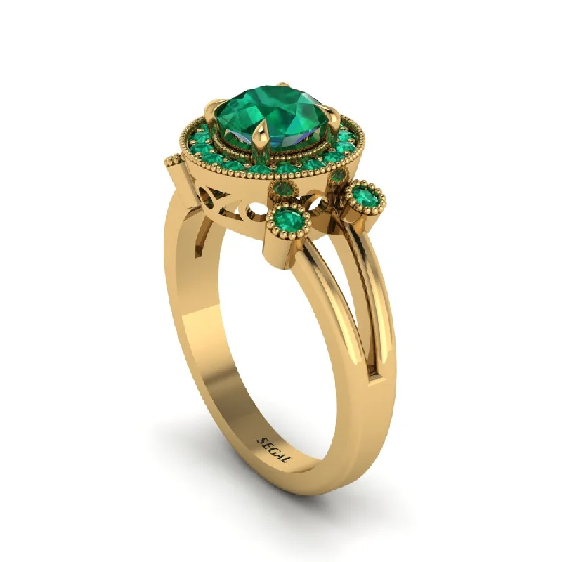 ladies engagement ring chic emerald cut-Radiant Emerald Halo Gold Engagement Ring - Madilyn No. 19