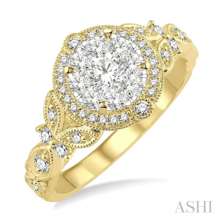 ladies engagement ring timeless lab-grown-5/8 Ctw Diamond Lovebright Engagement Ring in 14K Yellow and White Gold