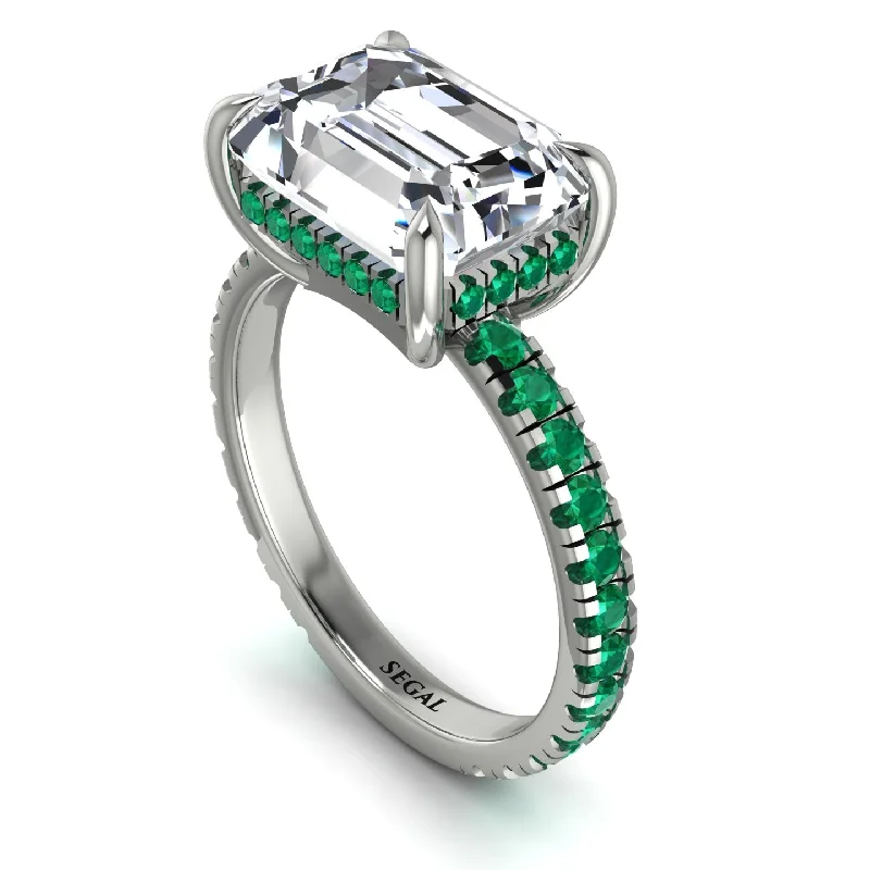 ladies engagement ring trendy pear cut-Emerald-Cut Diamond Pavé Engagement Ring - Daphne No. 18