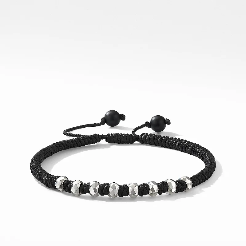 Ladies bracelets geometric shape styles-DY Men's Fortune Woven Bracelet in Black with Black Onyx