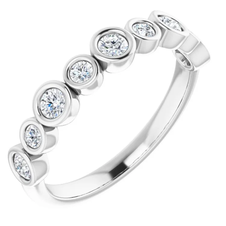 ladies ring engraved center stone-14K White 1/2 CTW Lab-Grown Diamond Anniversary Band