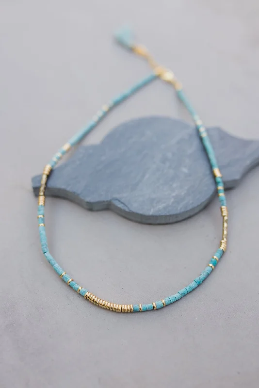 Ladies necklaces perfect gift choices-Teal Rondelle Necklace