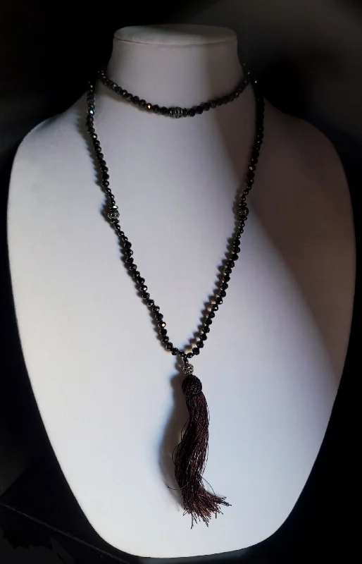 Ladies necklaces one-off design necklaces-Black Tassel Necklace