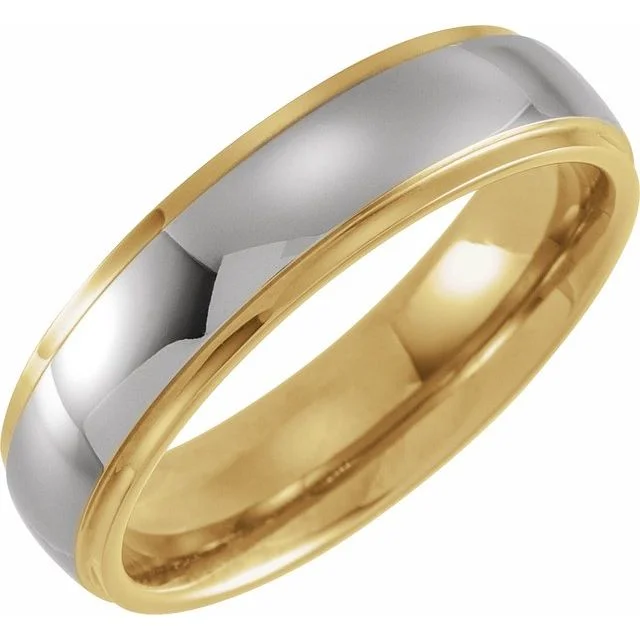 ladies ring chunky tension-18K Yellow Gold PVD Tungsten 6 mm Flat Edge Band