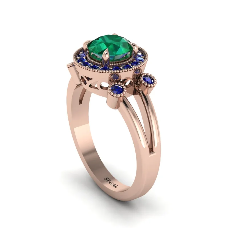 ladies engagement ring braided christmas-Radiant Emerald Halo Gold Engagement Ring - Madilyn No. 65